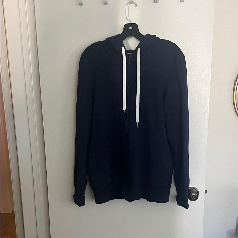 Women’s Navy Blue Hoodie Sweater by Jane Fonda - Picture 2 of 3